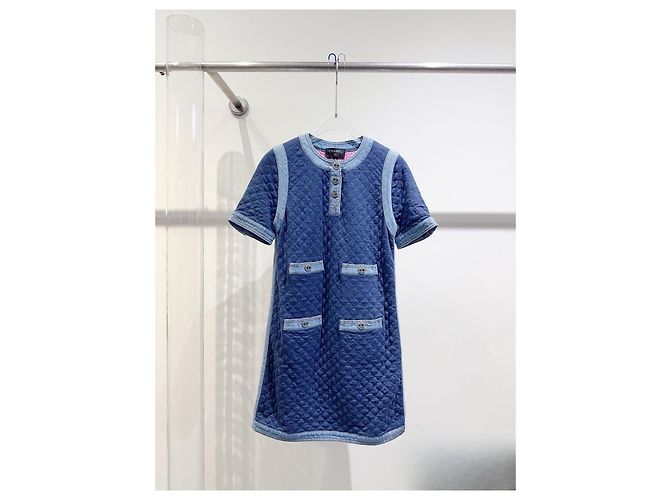 Vestido Chanel de denim con botones de cristal Multicolor
