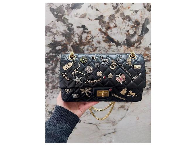 Borsa a mano Chanel 2.55 in pelle nera Multicolore