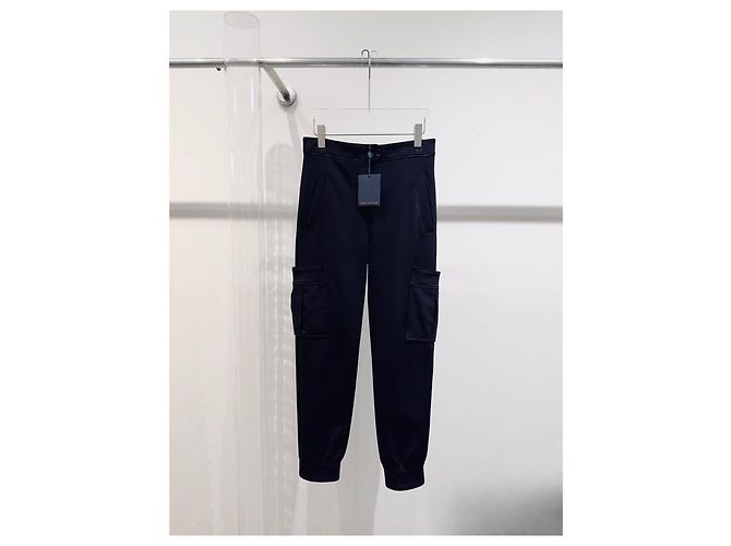 Pantaloni Louis Vuitton Monogram in cotone blu navy Multicolore