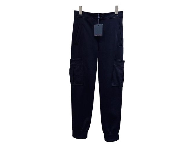 Calças Louis Vuitton Monogram em algodão azul marinho Multicor