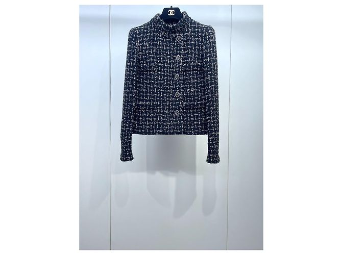 Giacca Chanel 22K in Tweed a Quadri Multicolore