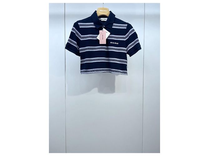 Top Miu Miu in cotone con righe color-block Multicolore