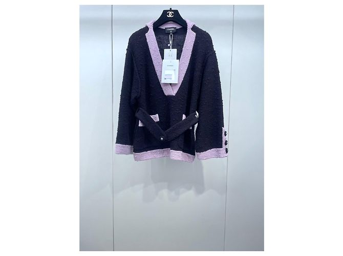 Chanel 24K Strickjacke Wolle Color-Block Mehrfarben