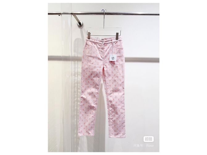 Pantalones Hermès Rosa de Algodón Talla 34 Multicolor