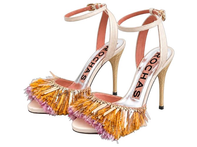 Sandales Rochas Spring 2015 Runway à Franges Scintillantes Multicolore
