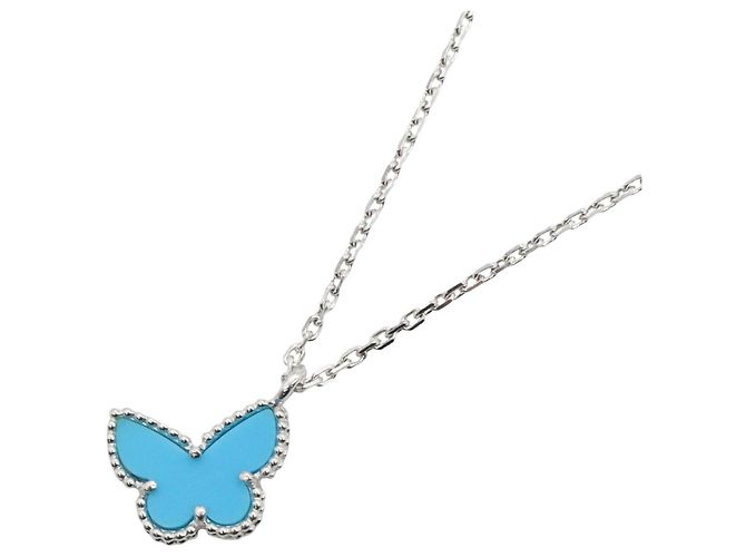 Collar Sweet Alhambra Papillon Turquoise Van Cleef & Arpels Plata Azul
