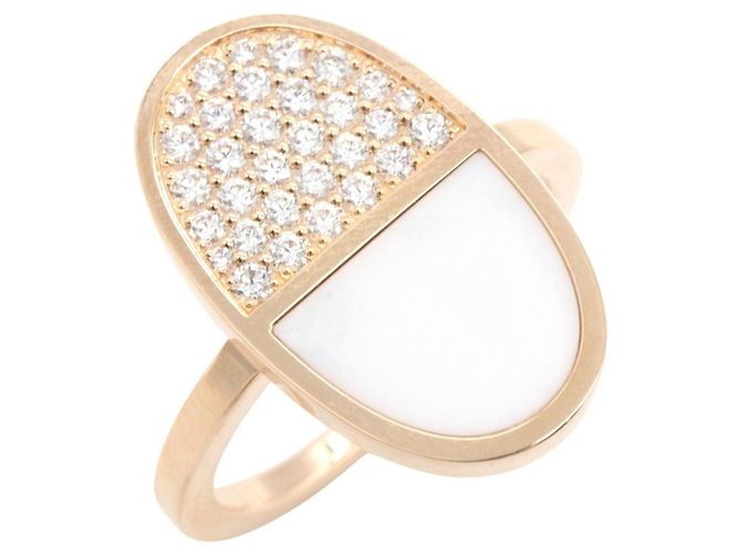 Ring Hermès Anillo Hermes Chaine d'Ancre Verso MM Blanco Dorado