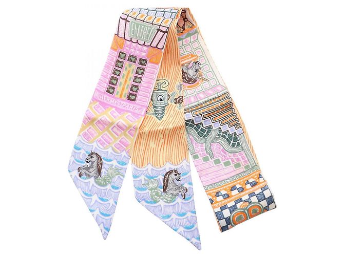 Hermès Twilly SUPER SILK QUEST Schal Mehrfarben