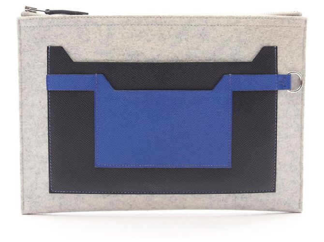Hermès Sac à main pochette Hermes Toudou 29 Marron Noir Bleu