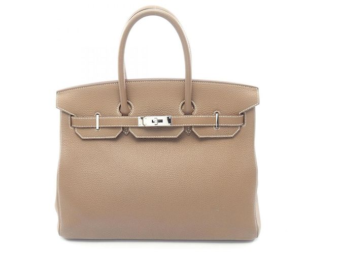Hermès Bolsa Hermes Birkin 35 em couro Togo cinza Marrom