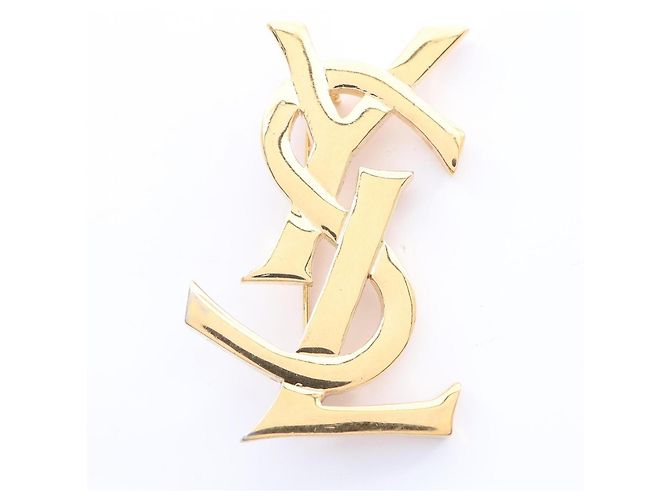 Spilla logo placcata oro Yves Saint Laurent D'oro