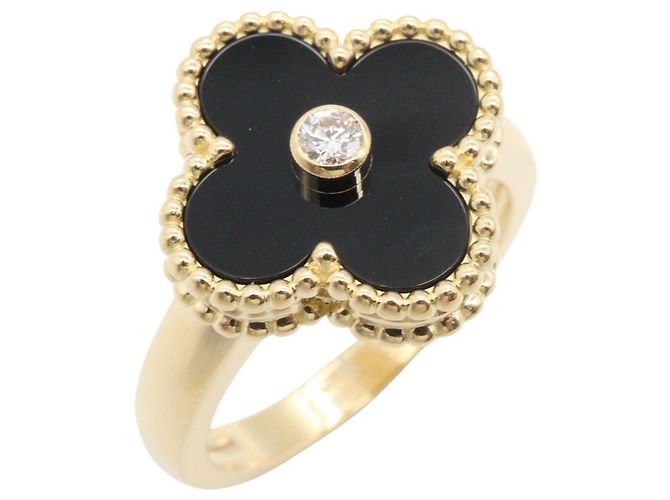 Anello Van Cleef & Arpels Vintage Alhambra Onyx Nero D'oro