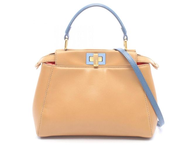 Bolsa Fendi Mini Peekaboo 2-Way Marrom Azul