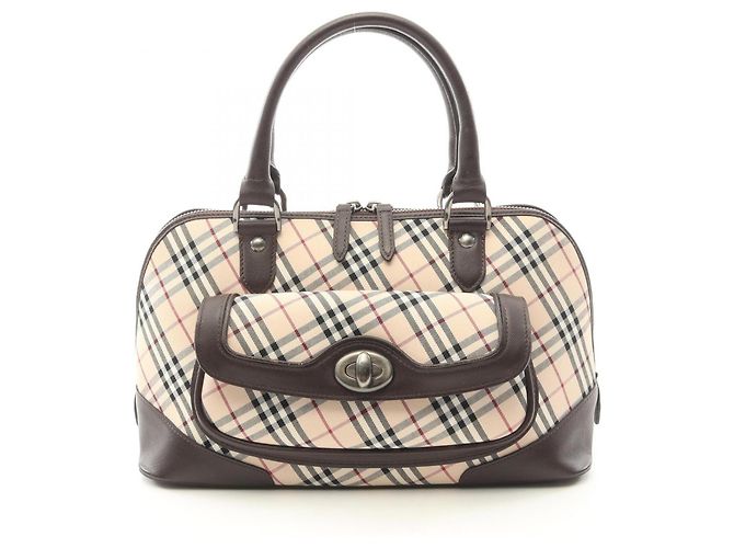 Burberry Nova Check Handtasche Braun Mehrfarben Beige