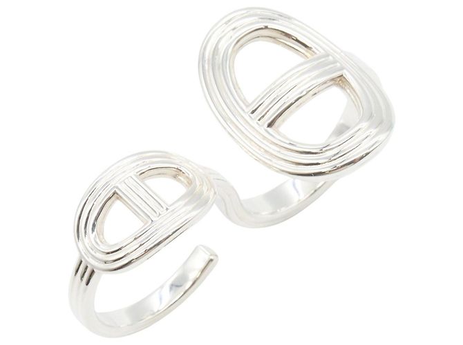 Hermès Hermes Chaine d'Ancre 24 Double Ring Argento