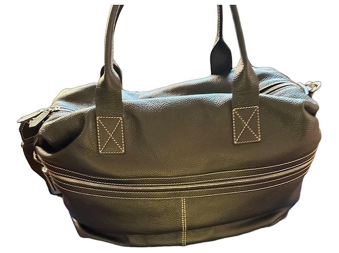 Autre Marque Mala de Viagem E. Marinella em Pele Preta Preto