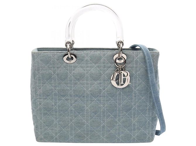 Borsa Christian Dior Lady Large Cannage Denim Blu