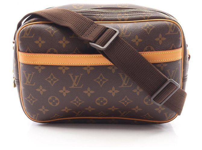 Louis Vuitton Reporter PM Monogram Shoulder Bag Brown