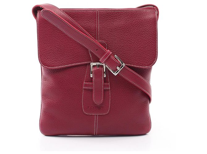 Bolsa de Ombro Loewe Senda em Couro Bordeaux