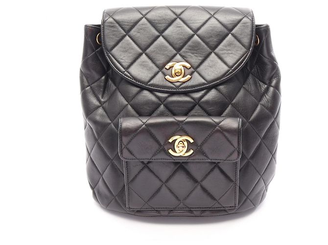 Chanel Matelassé Turnlock Chain Backpack/Handbag Black