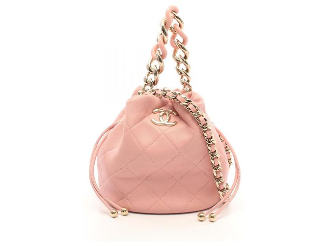 Bolsa de mão 2-Way Chanel Matelassé com cordão em Rosa