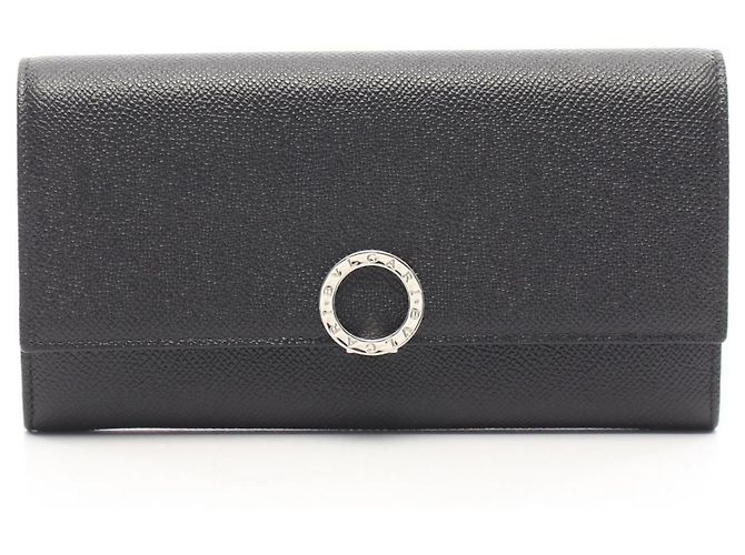 Bulgari Bvlgari Black Leather Bi-Fold Long Wallet