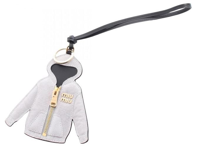 Miu Miu Suede Leather Keyring Brown Black