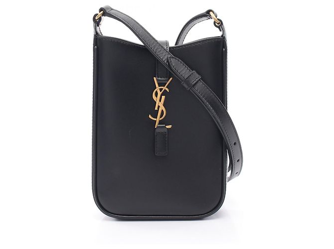 Borsa a tracolla verticale mini in pelle nera Yves Saint Laurent Nero