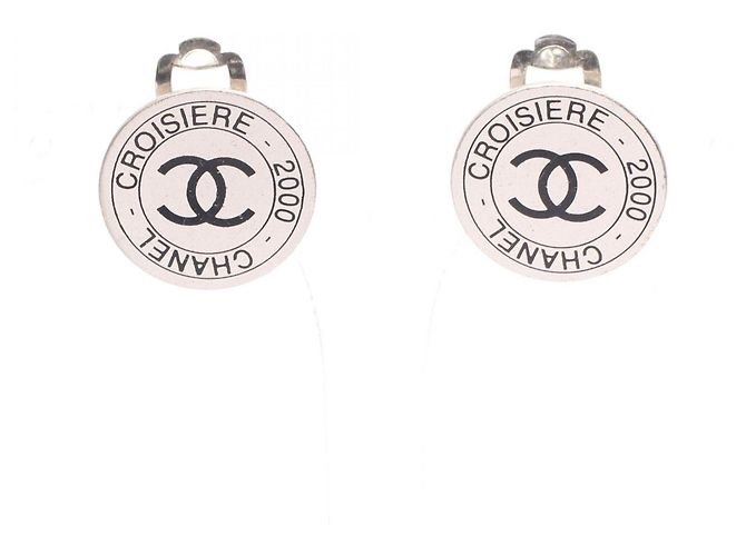 Boucles d'oreilles clips Chanel Coco Mark Circle Silver Argenté
