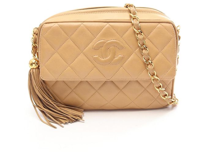 Bolsa de Ombro Chanel Coco Mark Matelassé Bege