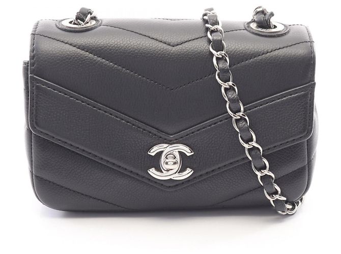 Borsa a tracolla Chanel Chevron V-Stitch Nero
