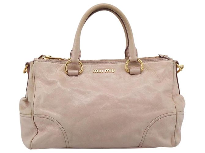 Miu Miu Vitello Lux Ring Satchel Leather Medium Rosa