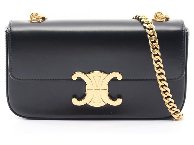 Céline Borsa a tracolla Celine Claude Triomphe in pelle nera Nero