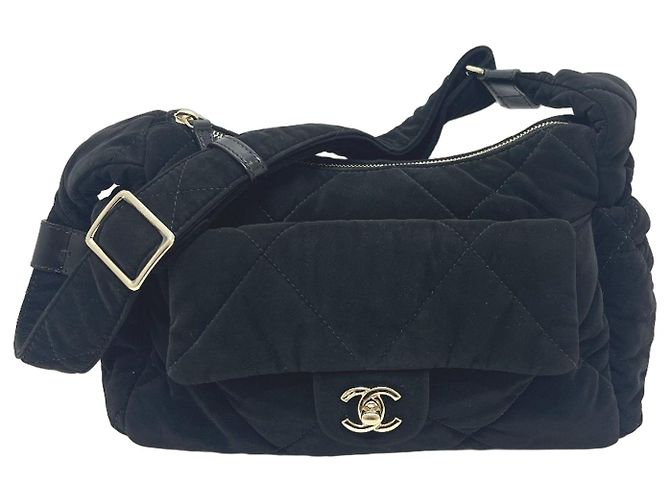 Borsa Bowling Chanel AS5054 Matelassé Coco Mark in velluto Nero