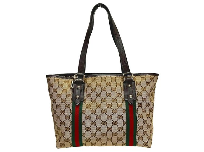 Saco Tote Gucci Sherry Line Marrom Bege