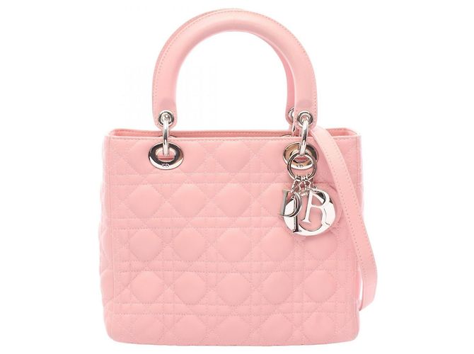 mala Christian Dior Lady Medium Cannage Rosa