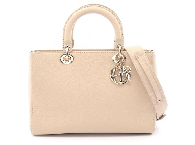 Christian Dior Dior Lady D-Sire Bolsa de Mão Medium 2-Way Bege