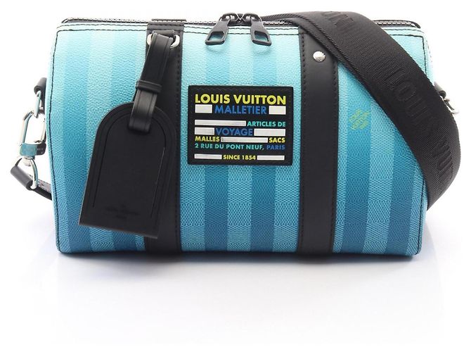Borsa a tracolla Louis Vuitton City Keepall Damier Stripe Blu Multicolore