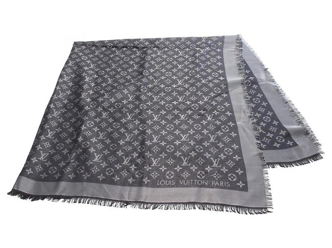 Louis Vuitton Monogram Shine Schal Schwarz Silber