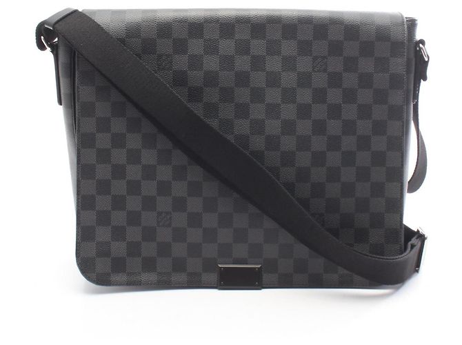 Louis Vuitton District GM Damier Graphite Shoulder Bag Black
