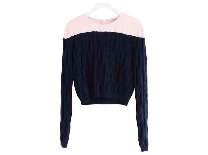 Christian Dior x Raf Simons Pre-Fall 2014 Pull en soie à torsades Rose Bleu foncé