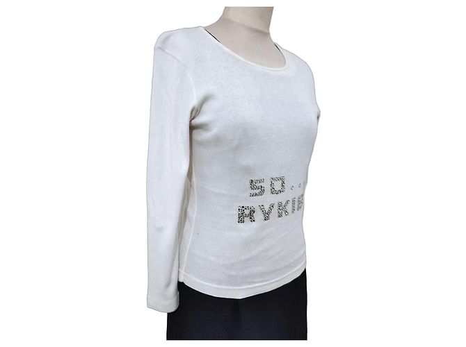 Top de algodón blanco Sonia Rykiel 'So Sonia' con strass