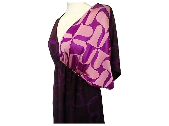 Autre Marque Custo Barcelona Violettes Cocktailkleid mit Muster Pink Lila
