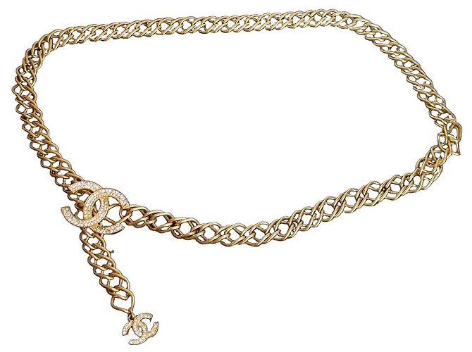 Cinturón de cadena Chanel logo CC dorado