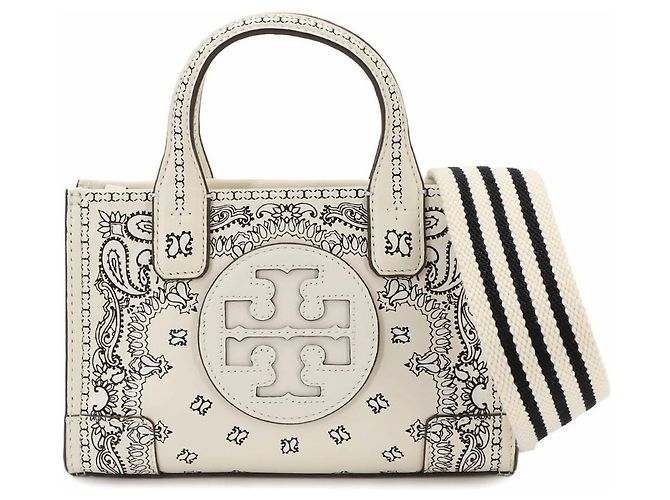 Bolsa de mão/ombro 2 em 1 Tory Burch Paisley Branco Cru