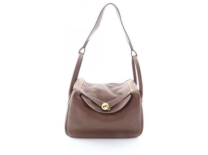 Hermès Bolsa de Ombro Hermes Lindy 30 Etoupe Marrom