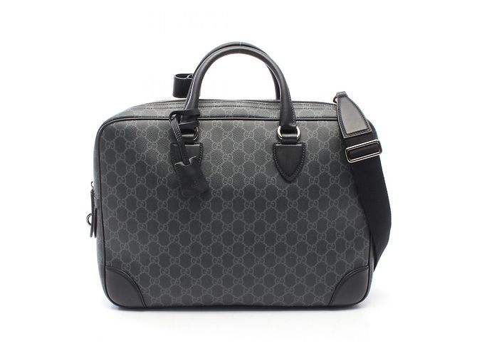 Gucci GG Emblem Medium 2-Way Briefcase Handbag Brown Black