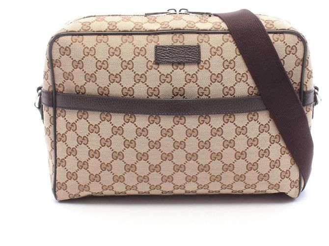 Bolsa de Ombro Gucci GG Canvas Marrom Bege