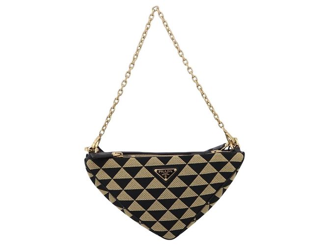Prada Symbole Triangle Jacquard Mini Beige