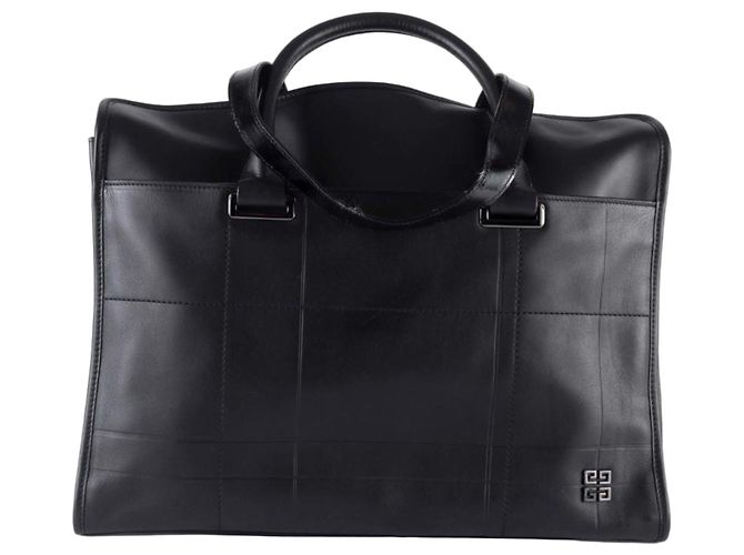 Givenchy Black Leather Grid Top Handle Bag